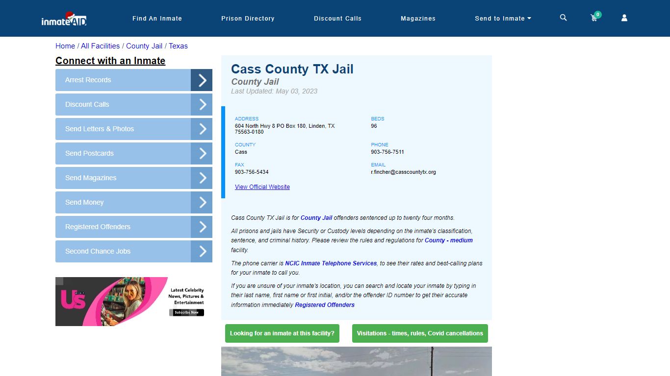 Cass County TX Jail - Inmate Locator - Linden, TX